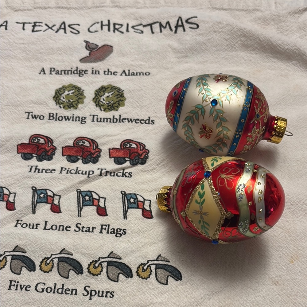 Vintage Multicolor Glitter Glass Egg Christmas Ornament Holiday Decorations
